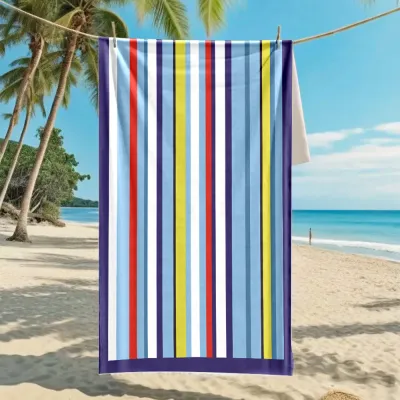 Women Fashion Stripe Digital Printed Microfiber Beach Towel