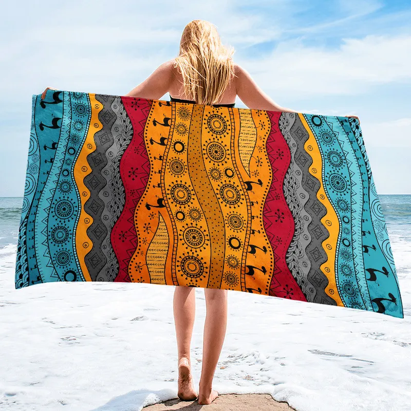 Double-Sided Velvet Microfiber Printed Beach Towel for Women