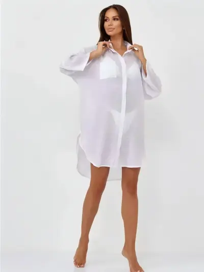 Women Casual Solid Color Blouse Beach Cover-Up