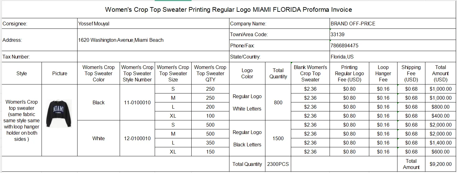 Women Crop Top Sweater With Loop Hanger Holder On Both Sides Printing Regular Logo MIAMI FLORIDA
