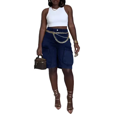 Women Casual Ripped Wash Pocket Denim Shorts