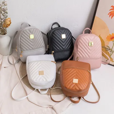 Women Fashion Casual Solid Color Embroidered Mini Backpack