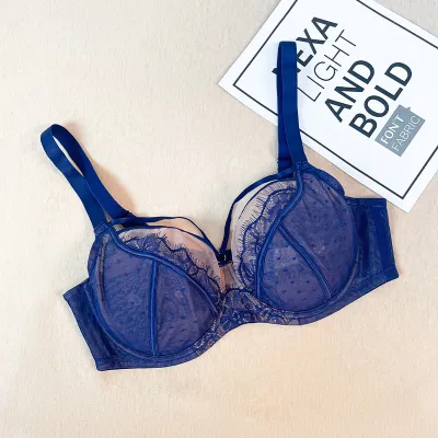 Women Plus Size Sexy Solid Color Lace Bra