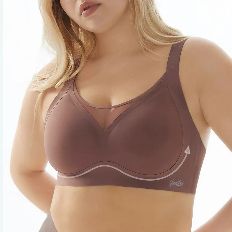 Women Plus Size Sporty Anti-Sagging Thin Bra Solid Color