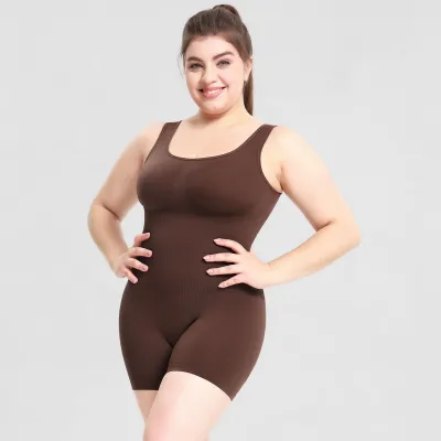 Women Fashion Solid Color Sleeveless Shapewear Bodysuit