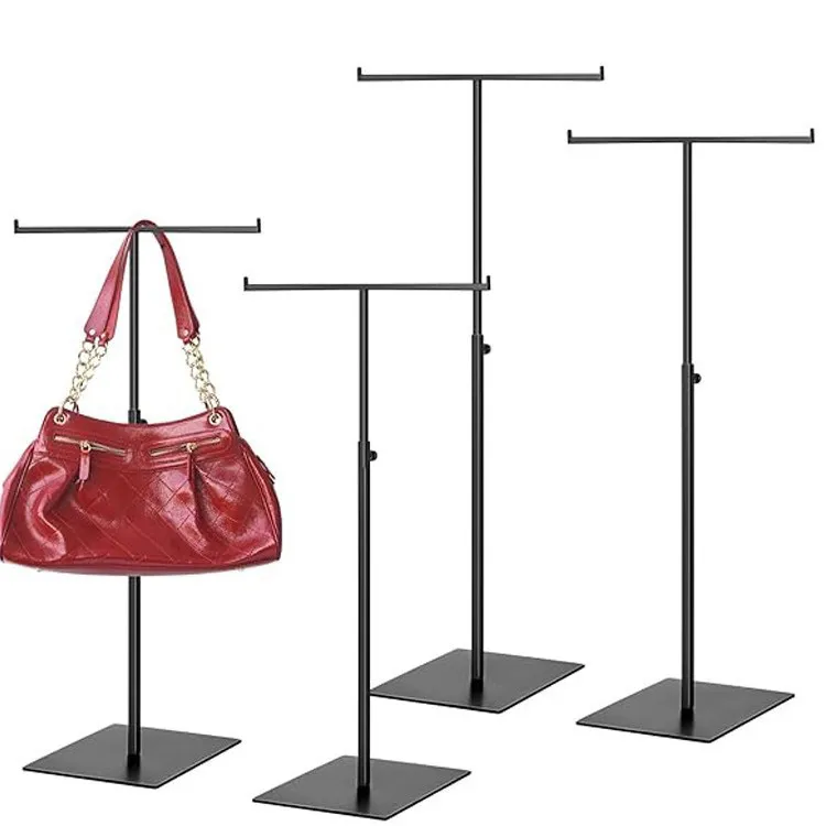 Fashion Adjustable T-Shaped Stainless Steel Multi-Functional Bag Display Rack Garment Accessories