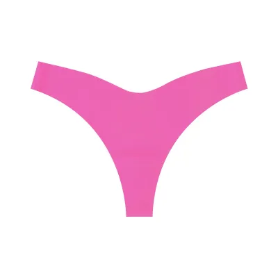 Women Simple Solid Color Ice Silk Seamless Low Waist Thong Panties