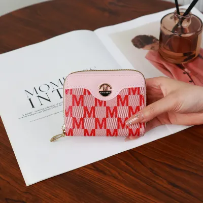 Women Fashion Casual Short Zipper Coin Multi-Card PU Letter Wallet