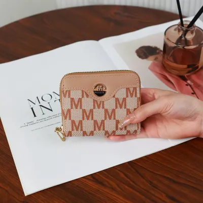 Women Fashion Casual Short Zipper Coin Multi-Card PU Letter Wallet