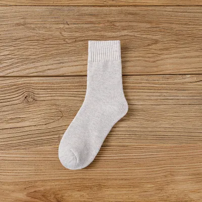 Fashion Casual Simple Autumn Winter Solid Color Thick Mid-Calf Socks