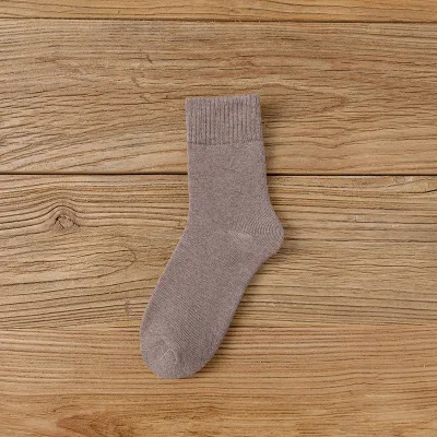 Fashion Casual Simple Autumn Winter Solid Color Thick Mid-Calf Socks