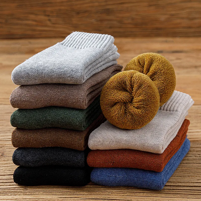 Fashion Casual Simple Autumn Winter Solid Color Thick Mid-Calf Socks