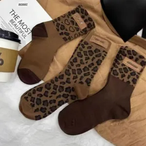 Women Fashion Casual Autumn And Winter Leopard Socks