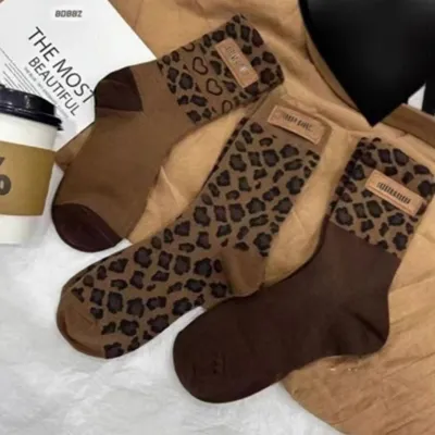 Women Fashion Casual Autumn And Winter Leopard Socks