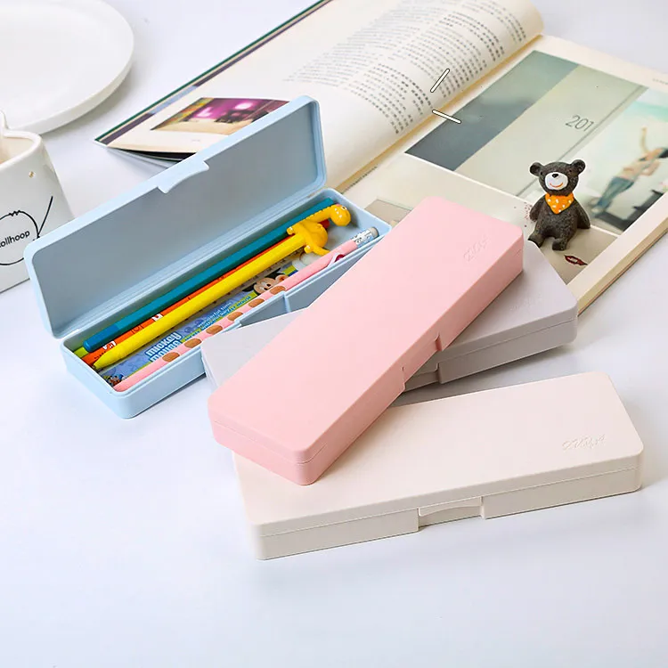 Fashion Creative Frosted Plastic Stationery Box, 19.3x6.5x2.5cm
