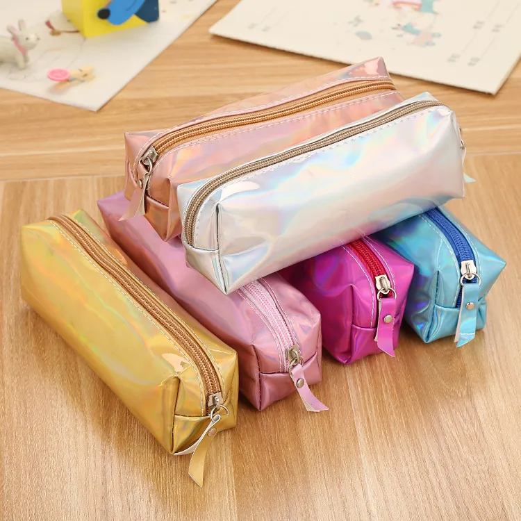 Fashion Creative Laser Large Capacity Pencil Bag Skin Material 19x4.5x5.5cm