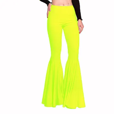 Women Fashion Casual Solid Color High Waist Slim-Fit Stretch Flared Pants