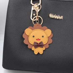 Women Fashion Cute Bear Lion PU Leather Bag Pendant Keychain