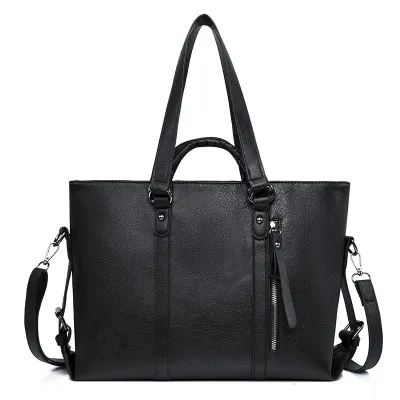 Women Fashion Casual Solid Color PU Soft Leather Large Capacity Handbag