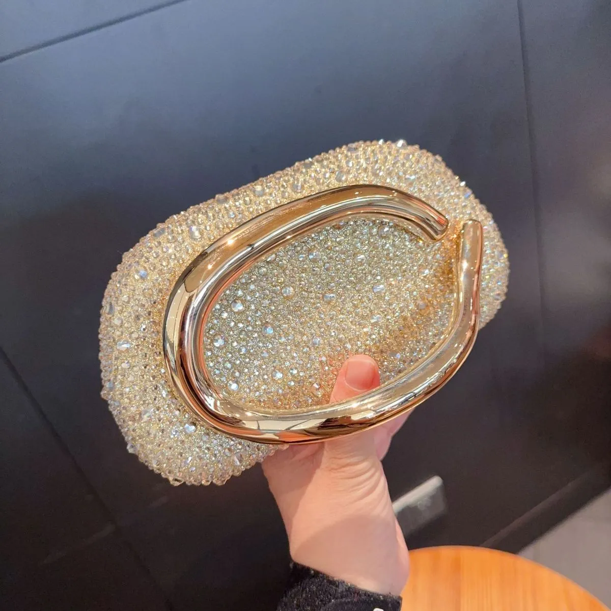 Women Fashion Elegant Acrylic Rhinestone Round Box Handheld Evening Bag