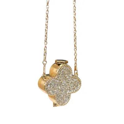 Women Fashion Four-Leaf Clover Rhinestone Evening Bag