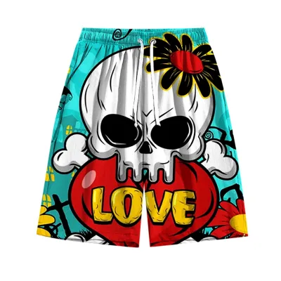 Men Skull Print Casual Shorts