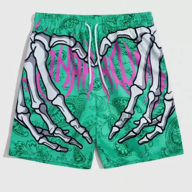 Men Skull Print Casual Shorts