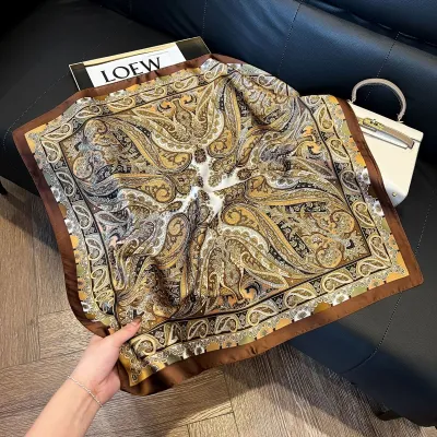 Women's Fashion Square Printed Imitation Silk Scarf 70x70cm