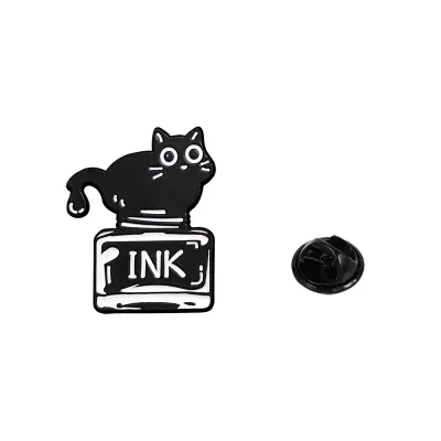 Fashion Cartoon Creative Punk Skull Black Cat Alloy Badge Brooch