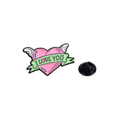 Fashion Gothic Pink Love Skull Heart Alloy Cartoon Badge Brooch