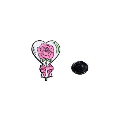 Fashion Gothic Pink Love Skull Heart Alloy Cartoon Badge Brooch