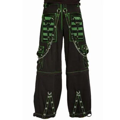 Women Fashion Gothic Dark Stripe Mesh Stitching Straight-Leg Woven Pants