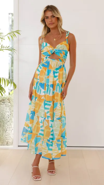 Women Casual Vacation Printed Spaghetti Strap A-Line Dress