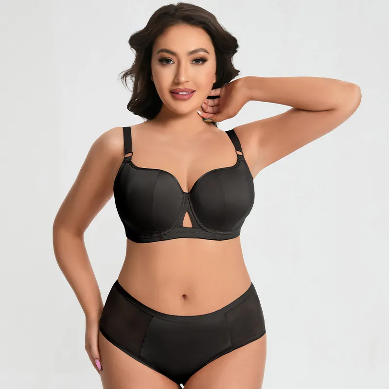 Women Plus Size Anti-Sagging Push-Up Breathable Bra Set