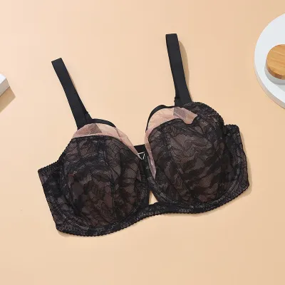 Women Plus Size Sexy Lace Bra Rear Three-Row Buckle