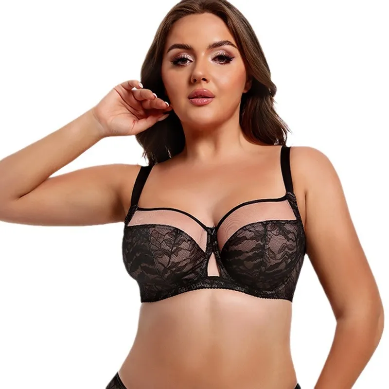 Women Plus Size Sexy Lace Bra Rear Three-Row Buckle
