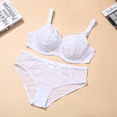 Women Plus Size Lace Anti-Sagging Push-Up Bra Underpants Set