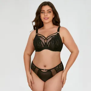 Women Plus Size Lace Anti-Sagging Push-Up Bra Underpants Set