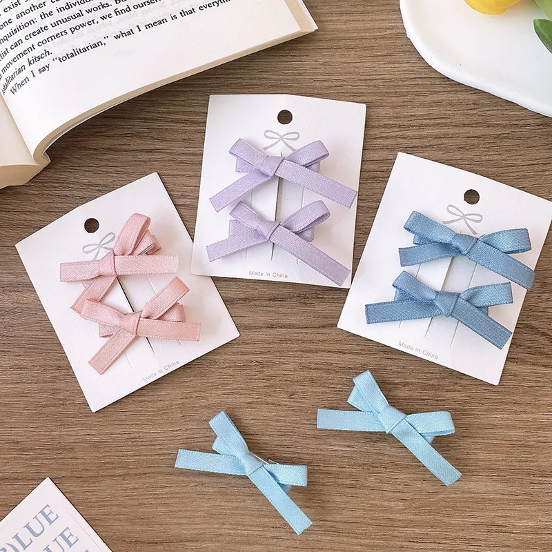 Kids Girls Fashion Small Ribbon Bowknot Hairpin Right Clip