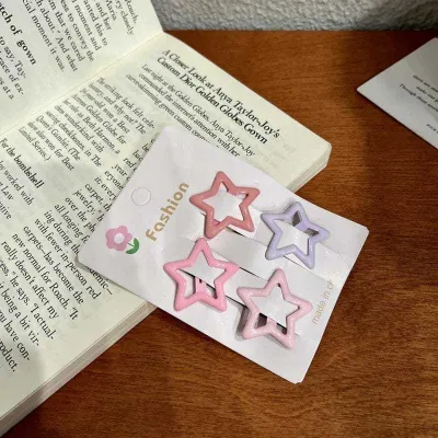 Kids Girls Fashion Cute Multicolour Star Love Alloy Hairpin Set of 4