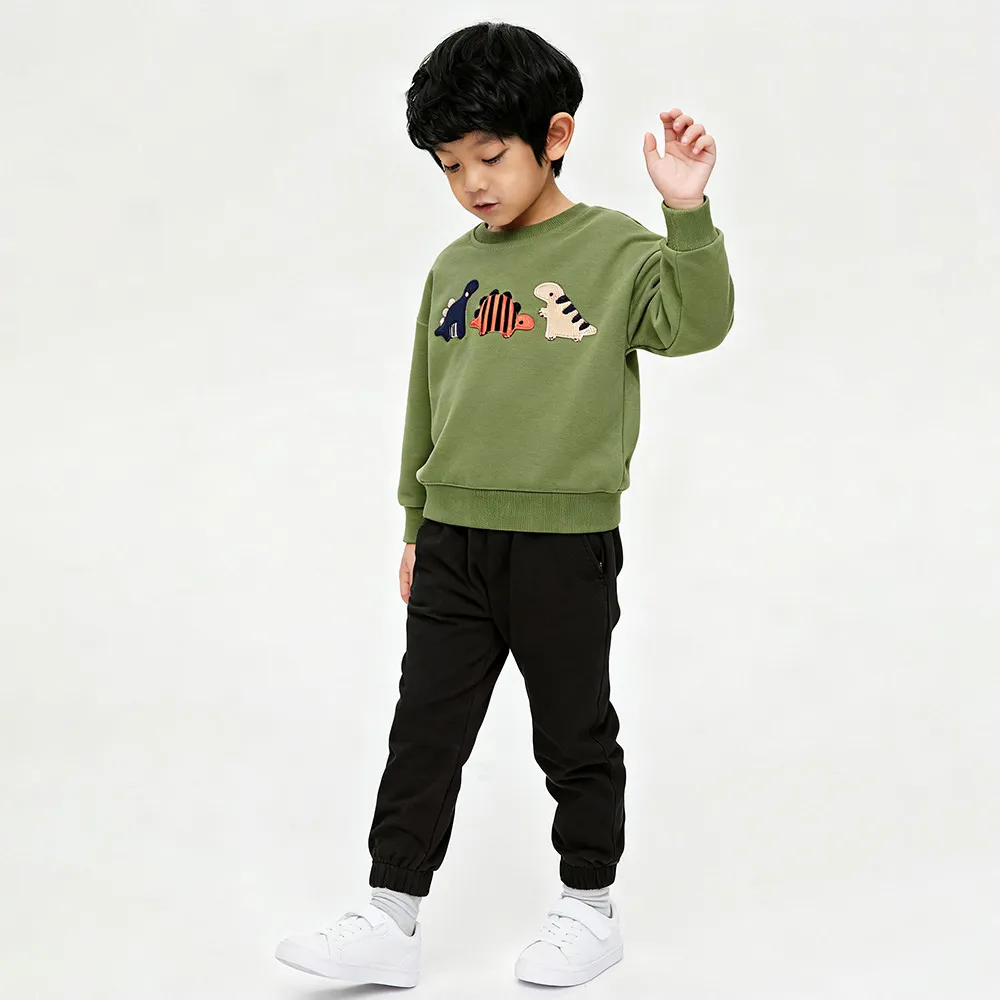 Kids Boys Fashion Casual Cartoon Printed Long-Sleeve Cotton Sweatshirt Elastic Waist Pants Two-Piece Set
