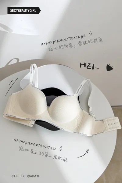 Women Fashion Letter Printed Gathered Seamless Bra