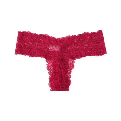 Women Fashion Sexy Solid Color Hollow Lace Low Waist Traceless Thong