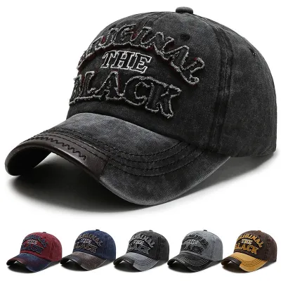 Gorra de béisbol para hombre, estilo retro, de tela lavada, con letras bordadas.