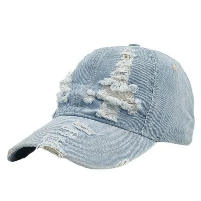Fashion Casual Washed Ripped Denim Sunscreen Cap Acrylic