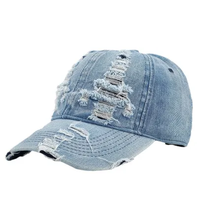 Fashion Casual Washed Ripped Denim Sunscreen Cap Acrylic