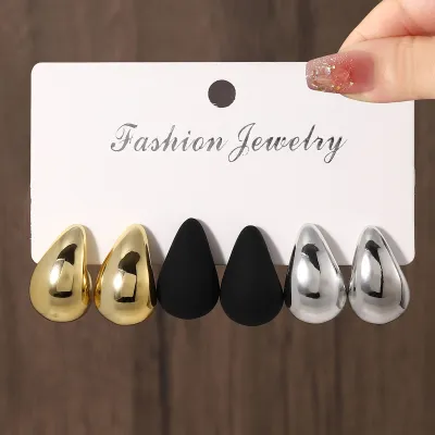 Women Fashion Retro Hanging Drop Earrings 3 Pair-Set