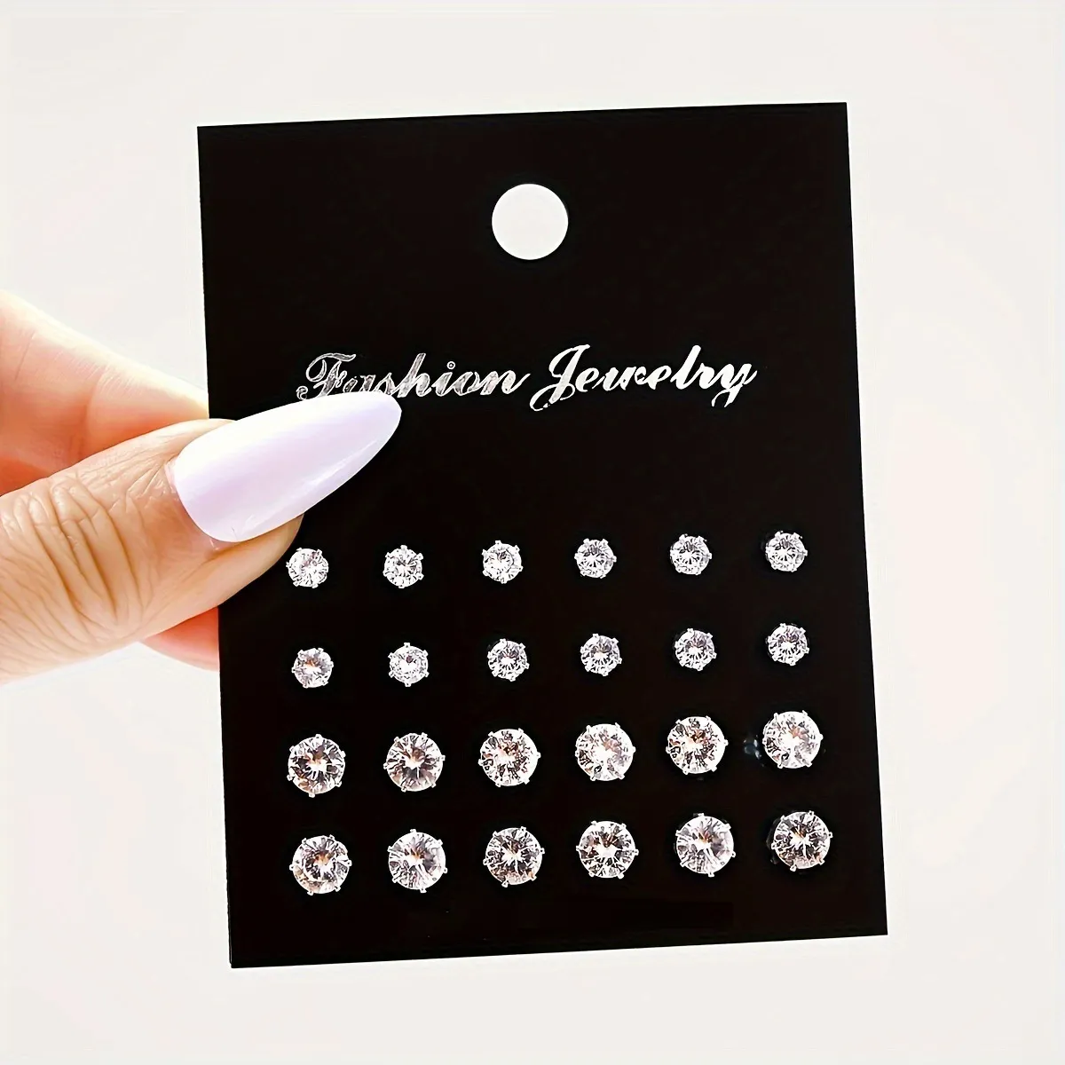 Women's Fashion Simple Rhinestone Earrings 12 Pair Set