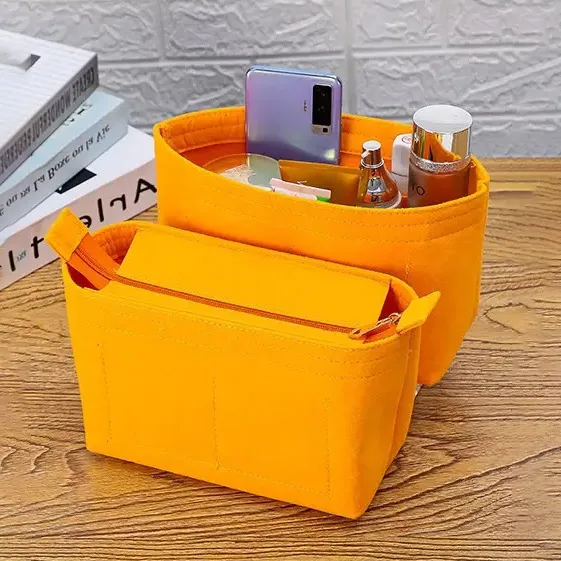 Fashion Solid Color Open Zipper Bucket Bag Liner Bag Organizer Accessories