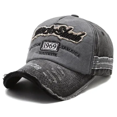 Men's Fashion Casual Washed Letter Embroidered Denim Baseball Cap